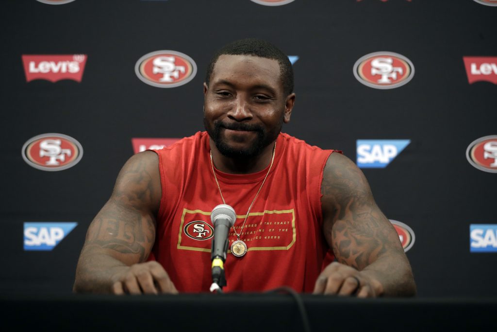 Linebacker NaVorro Bowman answers questions at 49ers training camp